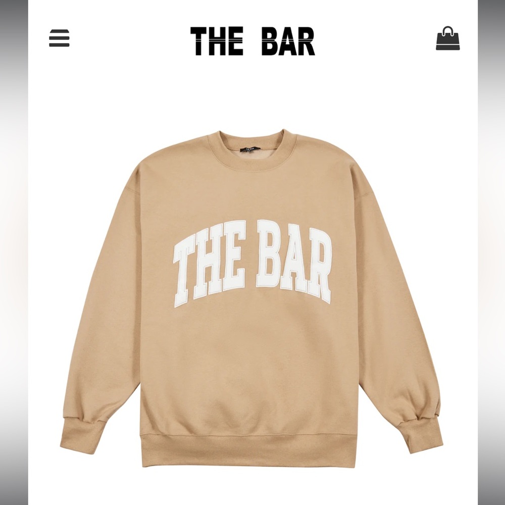 The Bar Varsity Sweatshirt Beige Size Large